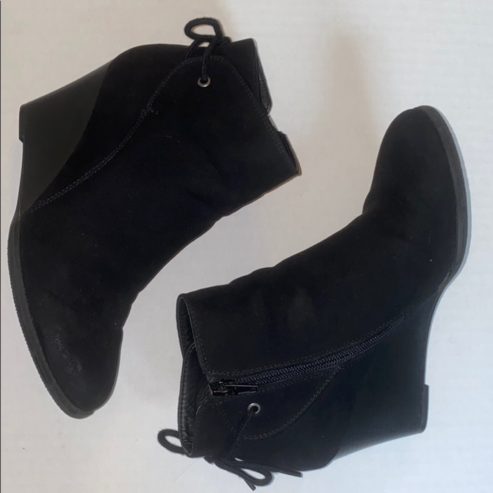 Black Wedge Booties